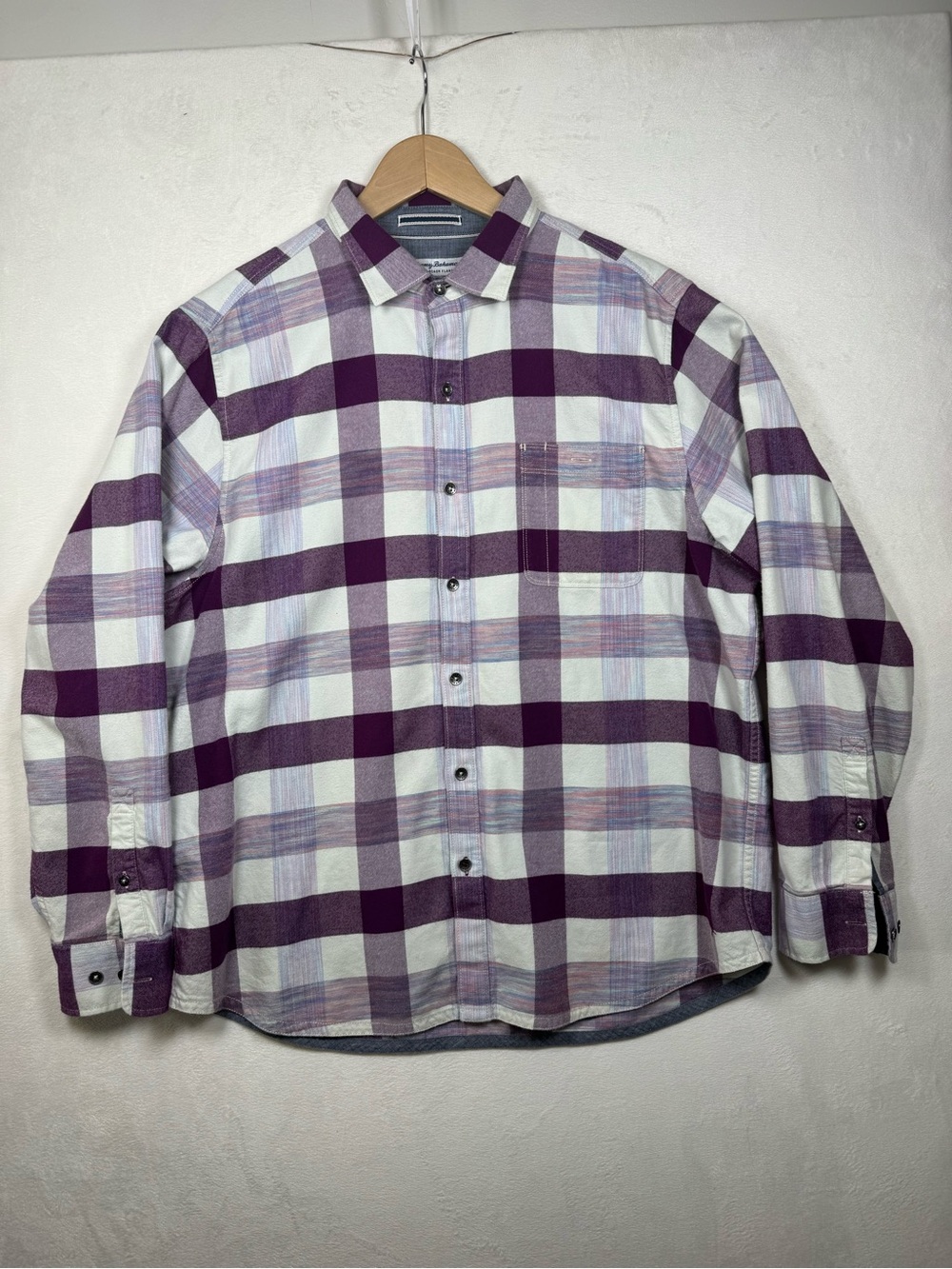 Tommy Bahama White and Purple Plaid Button-Down Shirt
